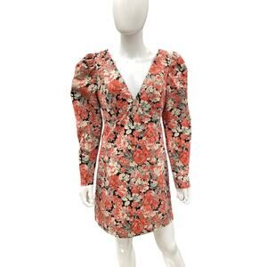 Free People Dress Women’s Size 8 Corduroy Long Puff Sleeve Back Zipper Floral